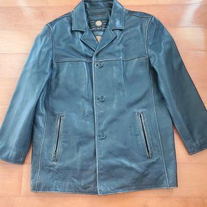 Brown Long classic leather jacket